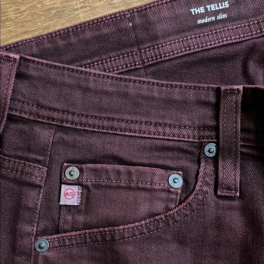 Mens Ag Adriano Goldschmied burgundy jeans size 31